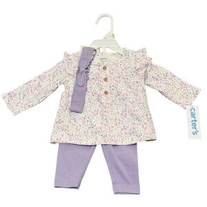 Carter's Floral Ruffle Top and Lavender Leggings